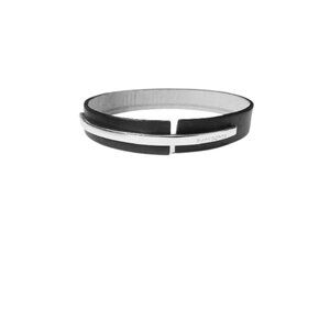 Pianegonda Italy 925 Sterling Silver Bar Leather Choker Necklace Modernist Desig